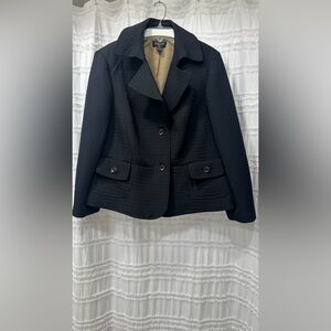 Focus 2000 black women blazer jacket quilt like texture size 20 fully lined